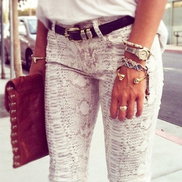 7 For All Mankind Denim - NWT 7FAM Coated Snakeskin Pattern Skinny Jeans